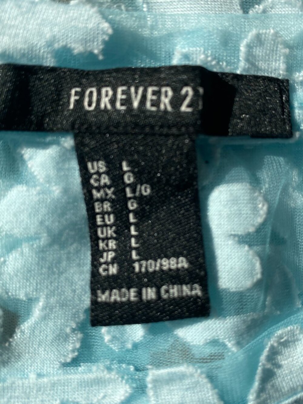 Y2K Sheer Mesh Floral Burnout Tee Light Blue Daisy Fairy Grunge Short Sleeve-L - Picture 6 of 7